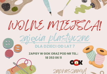 WOLNE MIEJSCA NA ZAJĘCIA PLASTYCZNE