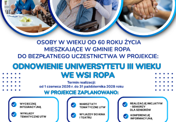 Bezpłatny projekt dla seniorów 60+ w gminie Ropa – rusza odnowiony Uniwersytet III Wieku