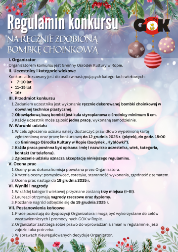 Konkurs na najpiękniejszą ręcznie wykonaną bombkę choinkową!